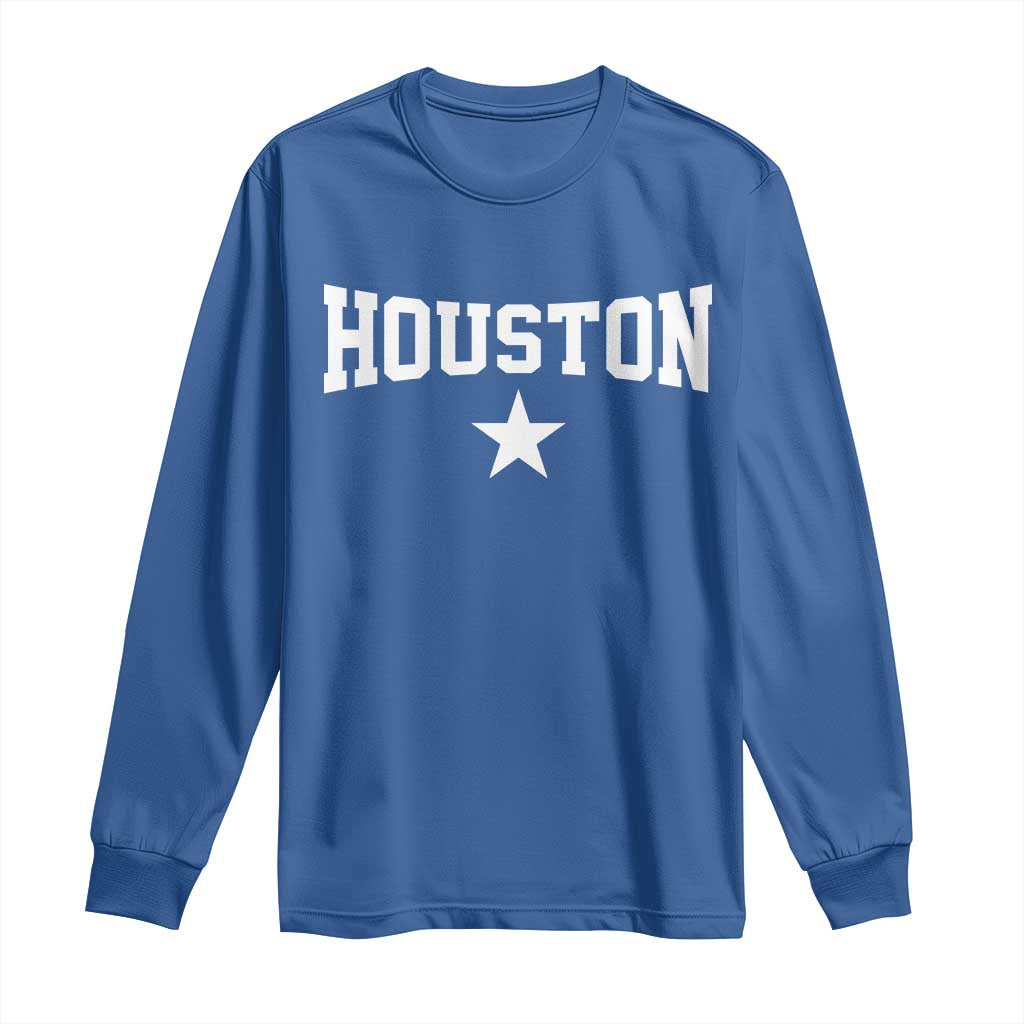 Vintage Houston Long Sleeve Shirt Retro Texas Throwback Athletic Sports Style 80s 90s TS10 Royal Blue Print Your Wear
