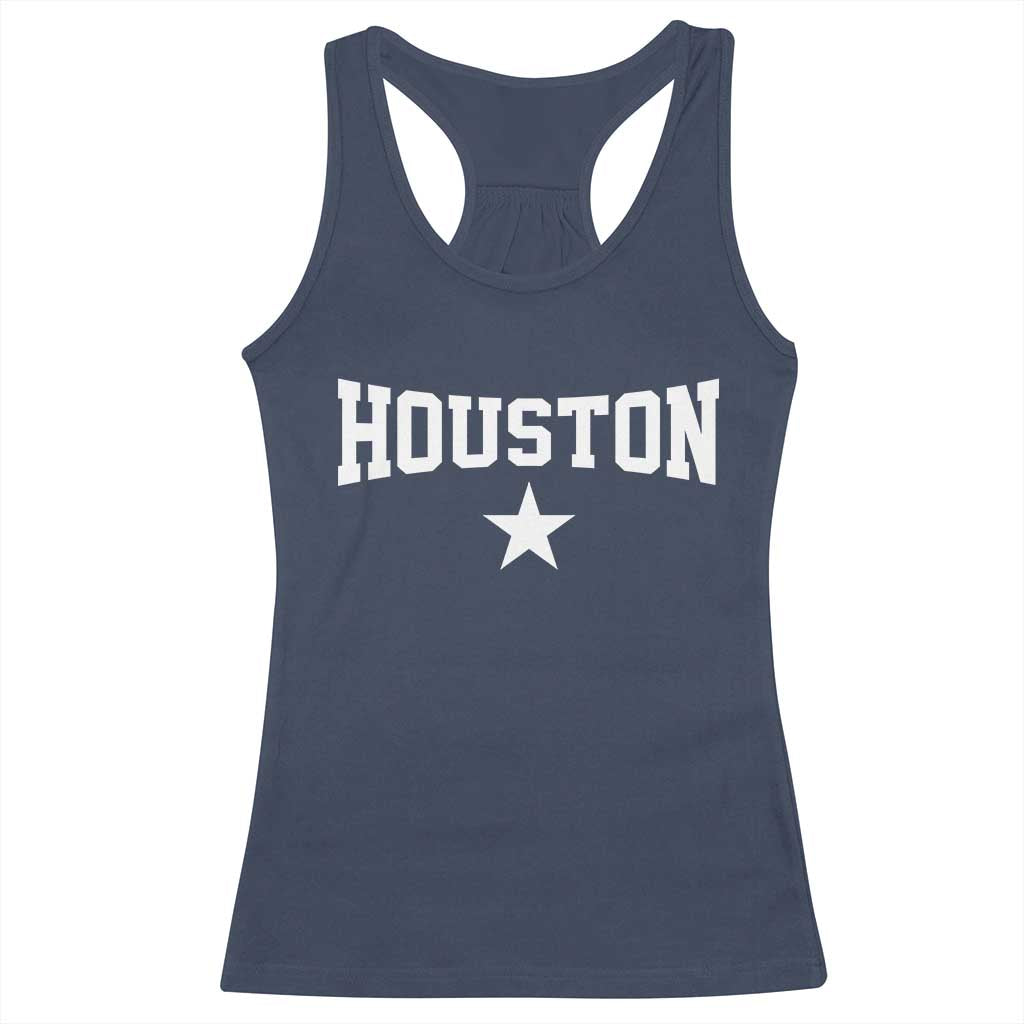 Vintage Houston Racerback Tank Top Retro Texas Throwback Athletic Sports Style 80s 90s TS10 Navy Print Your Wear
