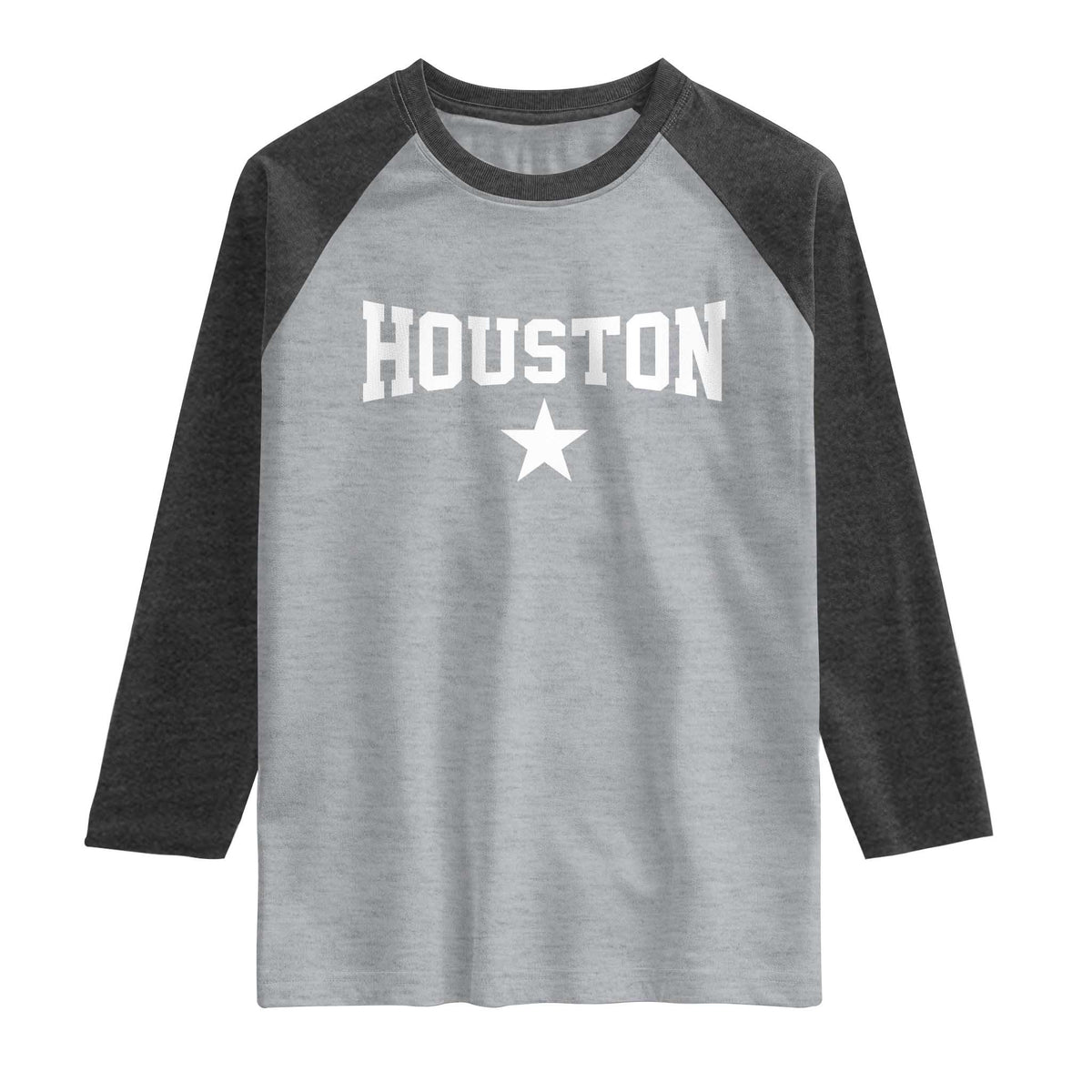 Vintage Houston Raglan Shirt Retro Texas Throwback Athletic Sports Style 80s 90s TS10 Heather Gray Heather Charcoal Print Your Wear