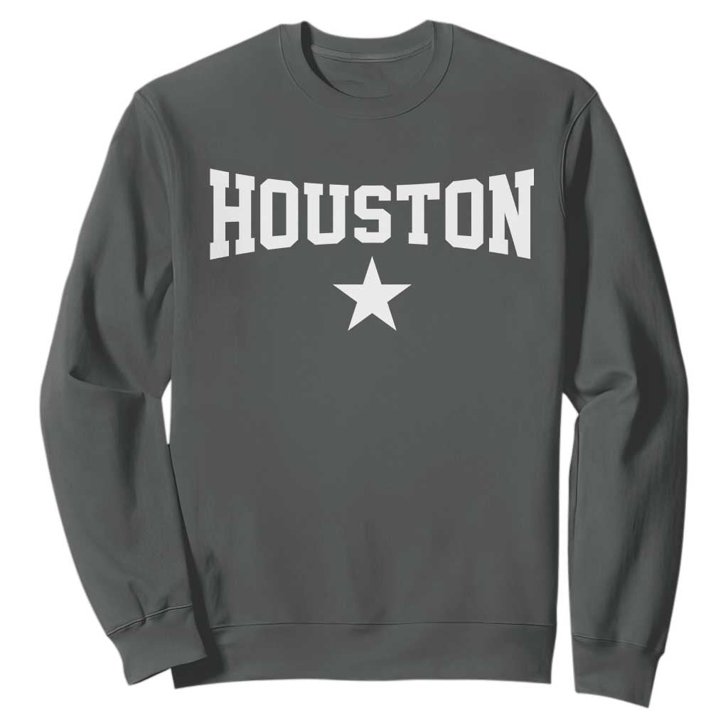 Vintage Houston Sweatshirt Retro Texas Throwback Athletic Sports Style 80s 90s TS10 Dark Heather Print Your Wear