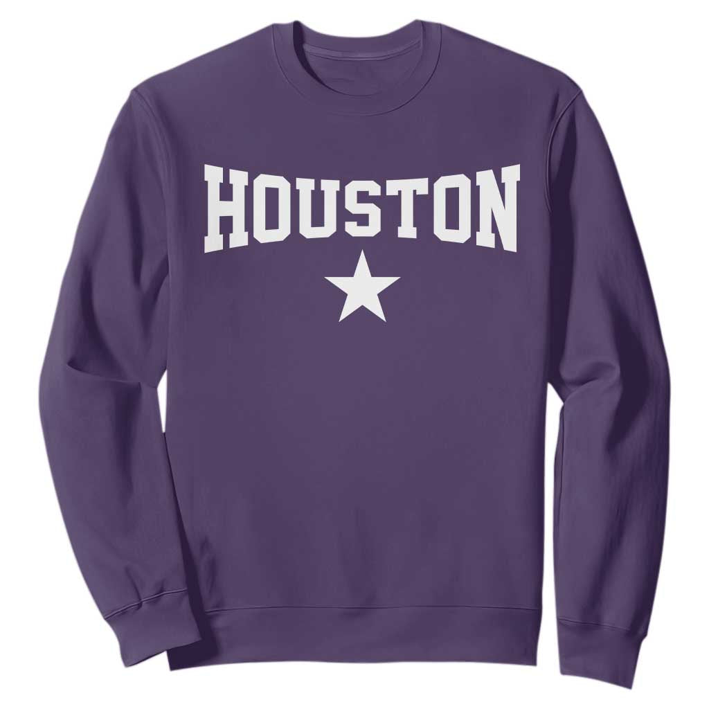 Vintage Houston Sweatshirt Retro Texas Throwback Athletic Sports Style 80s 90s TS10 Purple Print Your Wear