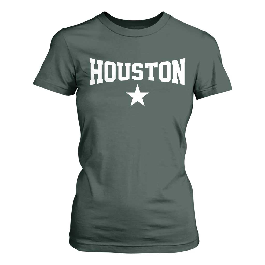 Vintage Houston T Shirt For Women Retro Texas Throwback Athletic Sports Style 80s 90s TS10 Dark Forest Green Print Your Wear