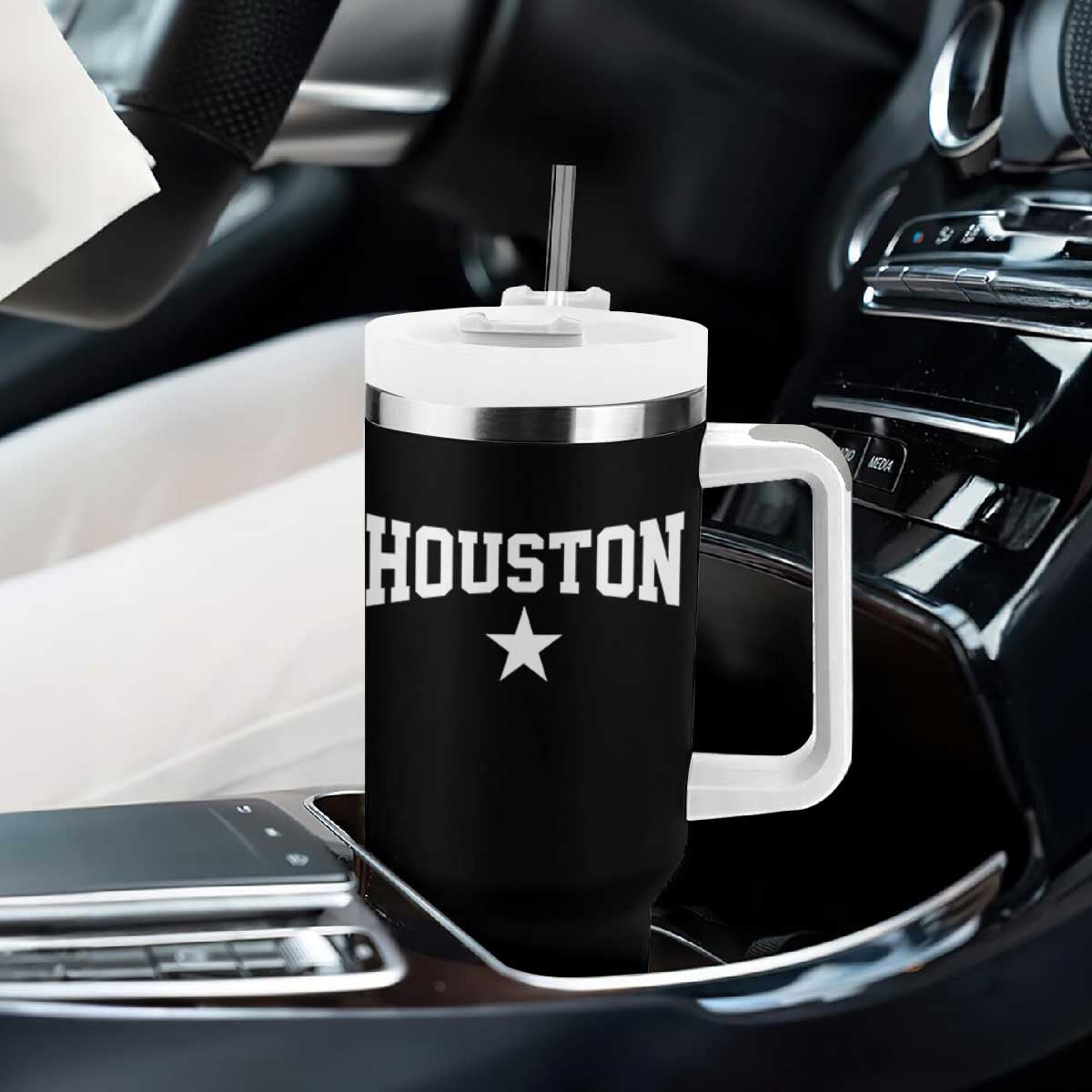 Vintage Houston Tumbler With Handle Retro Texas Throwback Athletic Sports Style 80s 90s TS10 Print Your Wear