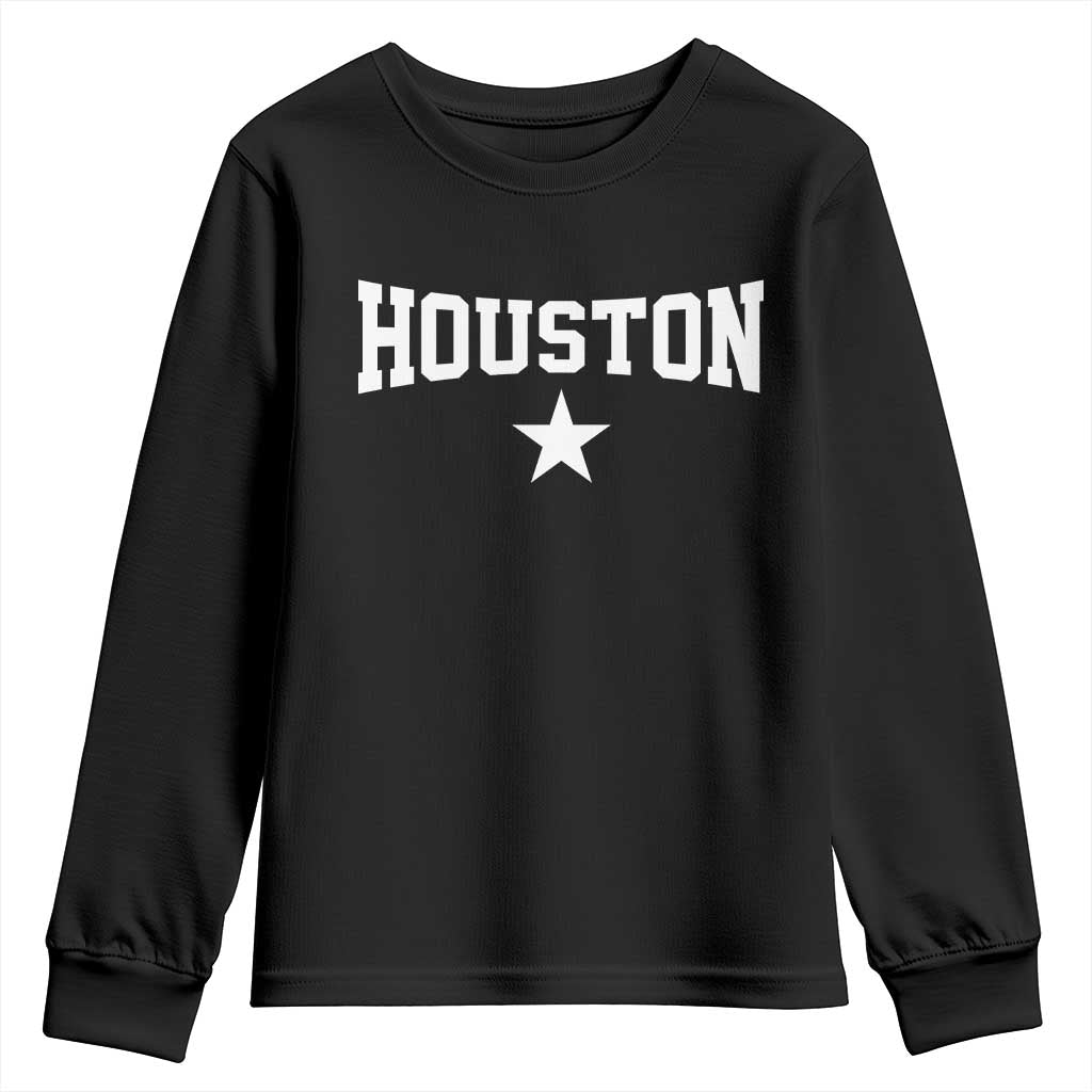 Vintage Houston Youth Sweatshirt Retro Texas Throwback Athletic Sports Style 80s 90s TS10 Black Print Your Wear