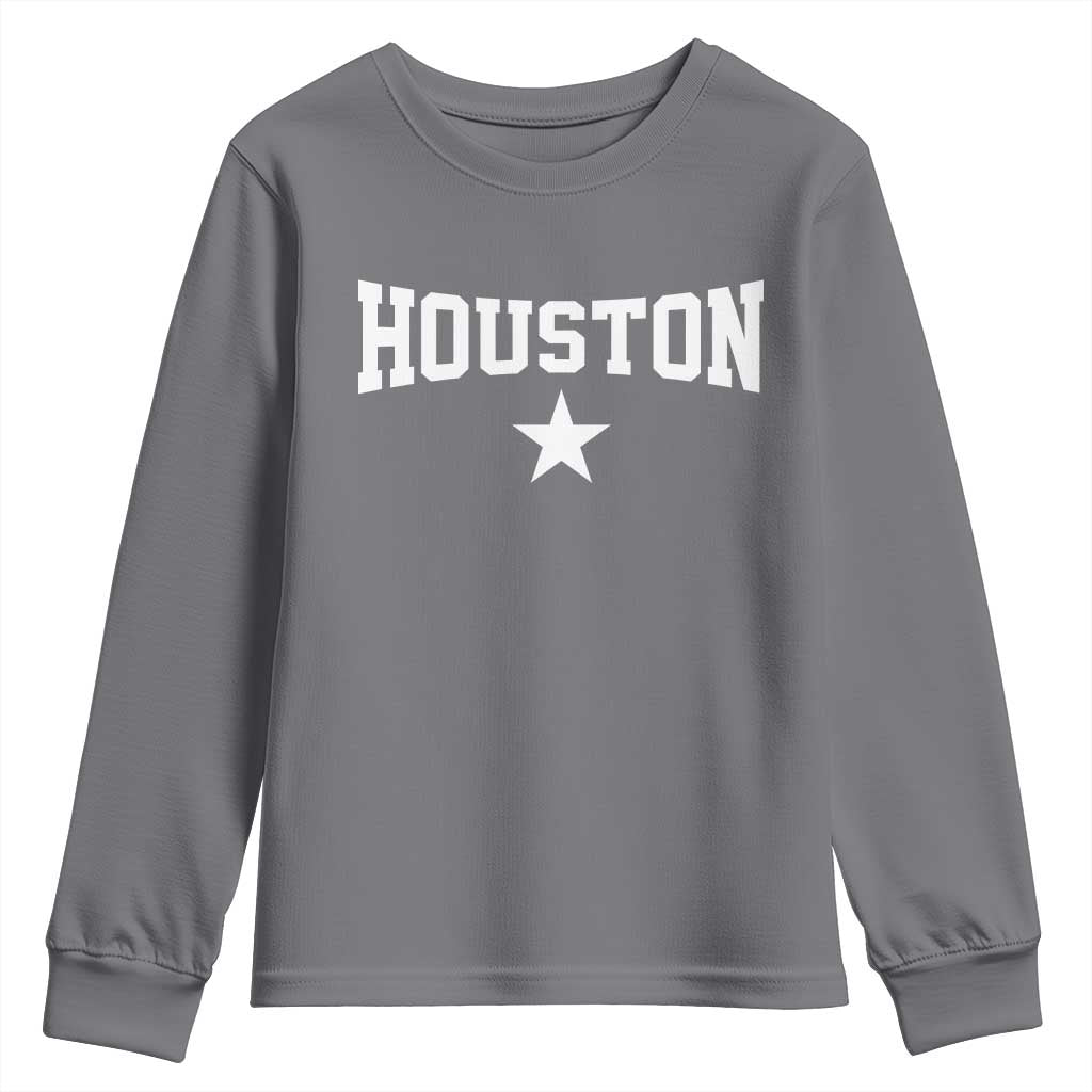 Vintage Houston Youth Sweatshirt Retro Texas Throwback Athletic Sports Style 80s 90s TS10 Charcoal Print Your Wear
