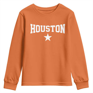 Vintage Houston Youth Sweatshirt Retro Texas Throwback Athletic Sports Style 80s 90s TS10 Orange Print Your Wear