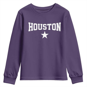 Vintage Houston Youth Sweatshirt Retro Texas Throwback Athletic Sports Style 80s 90s TS10 Purple Print Your Wear