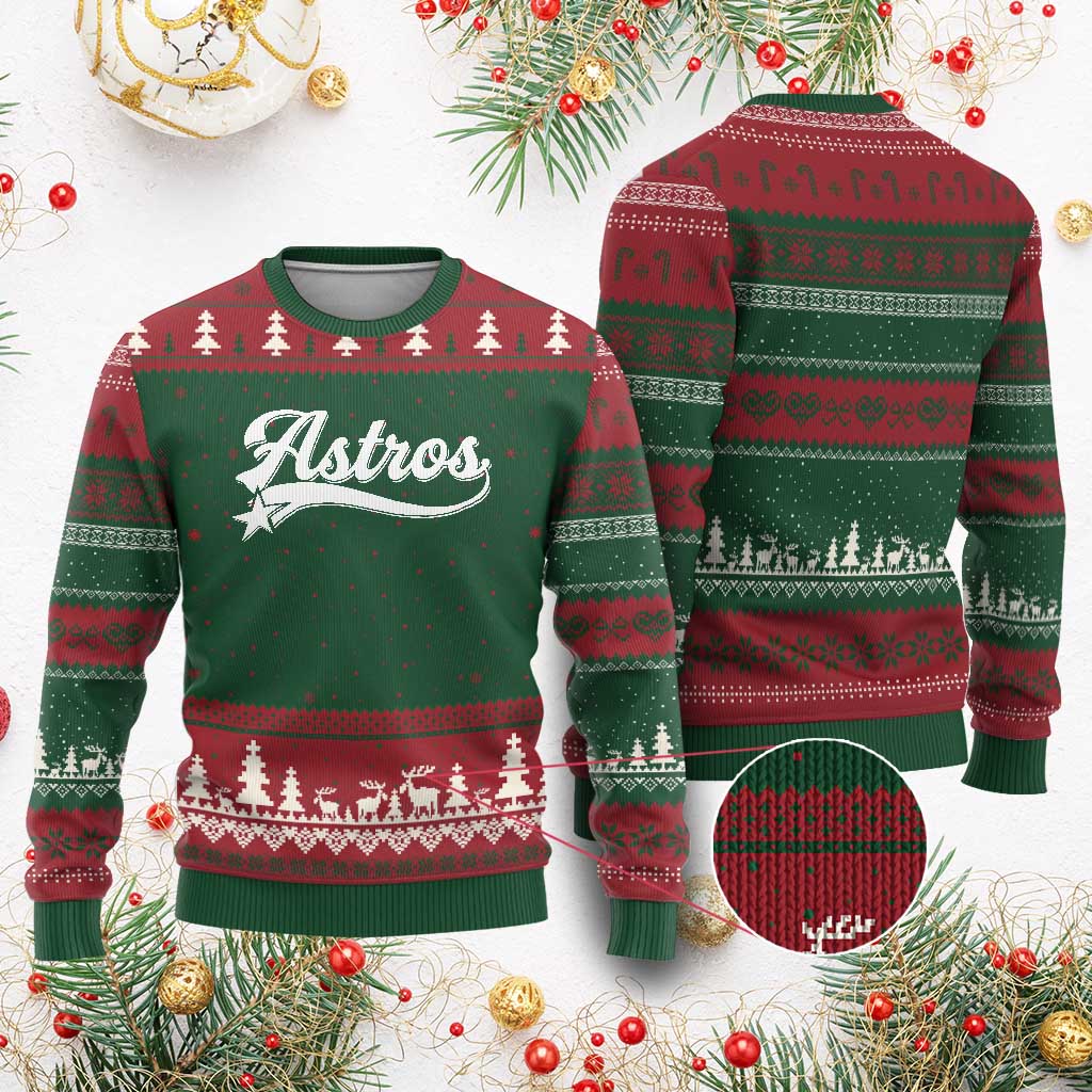 Vintage Astro Script Name Ugly Christmas Sweater Texas Vintage Sports Jersey Style 80s 90s TS10 Red Green Print Your Wear