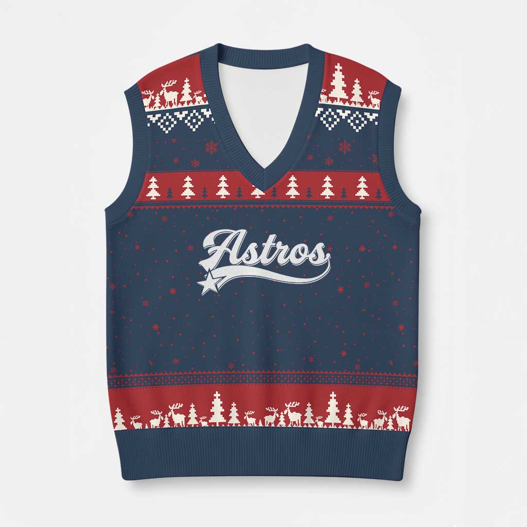 Vintage Astro Script Name V-Neck Knit Sweater Vest Texas Vintage Sports Jersey Style 80s 90s TS10 Navy Red Print Your Wear
