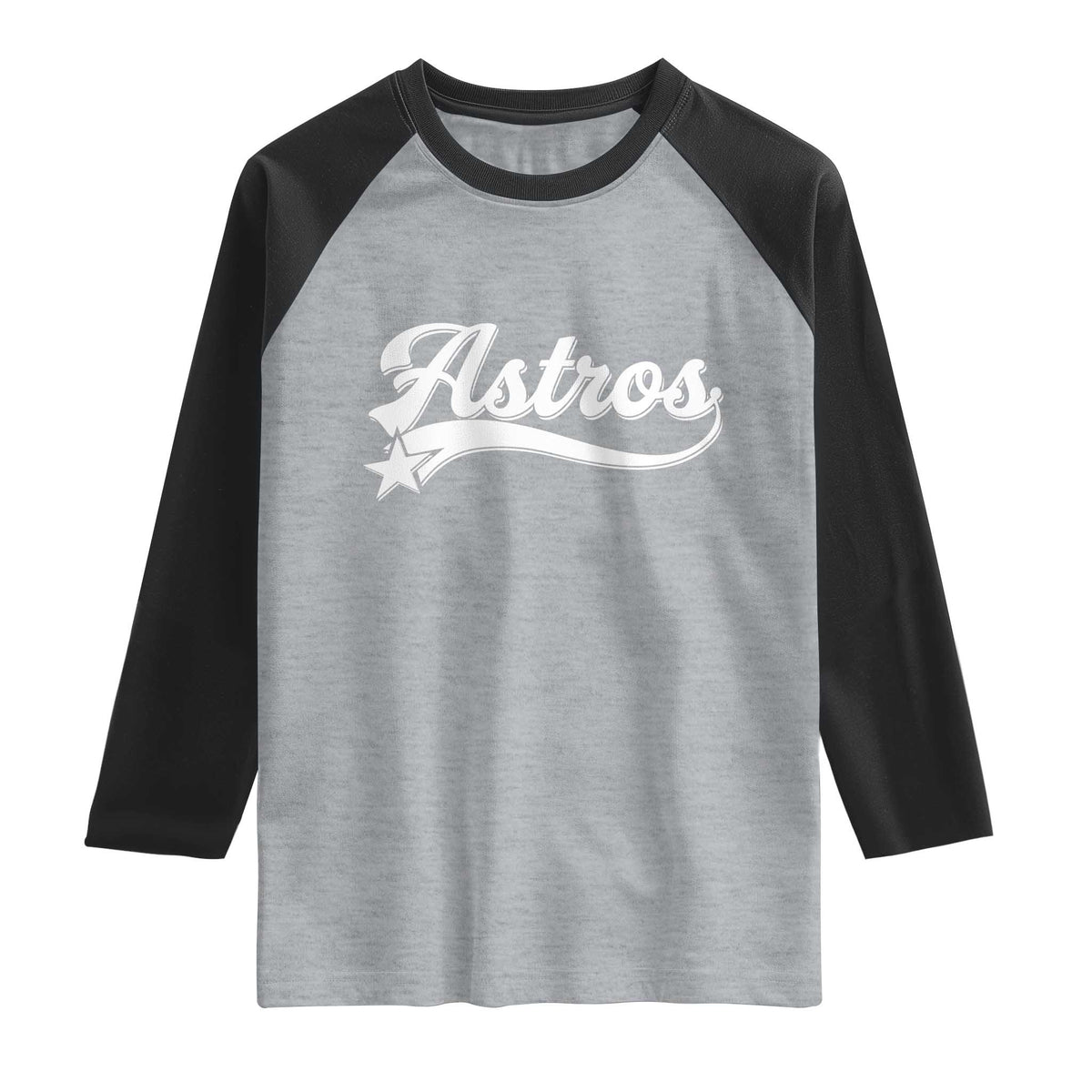 Vintage Astro Script Name Raglan Shirt Texas Vintage Sports Jersey Style 80s 90s TS10 Heather Gray Black Print Your Wear