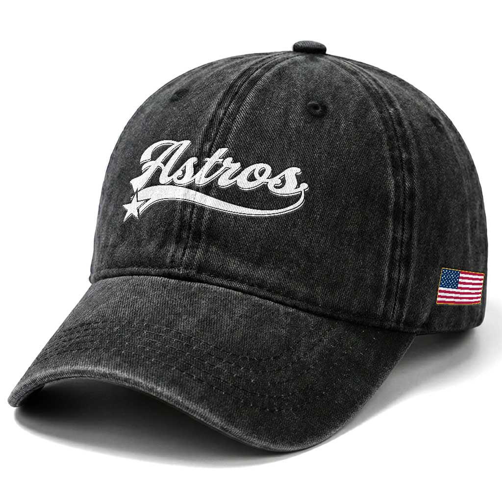 Vintage Astro Script Name Washed Cotton Baseball Cap Texas Vintage Sports Jersey Style 80s 90s TS10 Print Your Wear