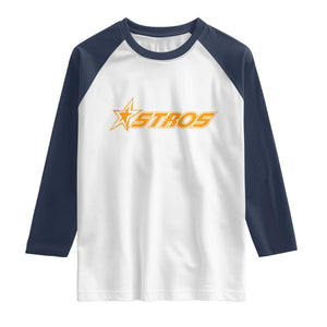 Vintage Astro Last Name Sports Style Raglan Shirt Baseball Fan Graphic 80s 90s TS10 White Navy Print Your Wear