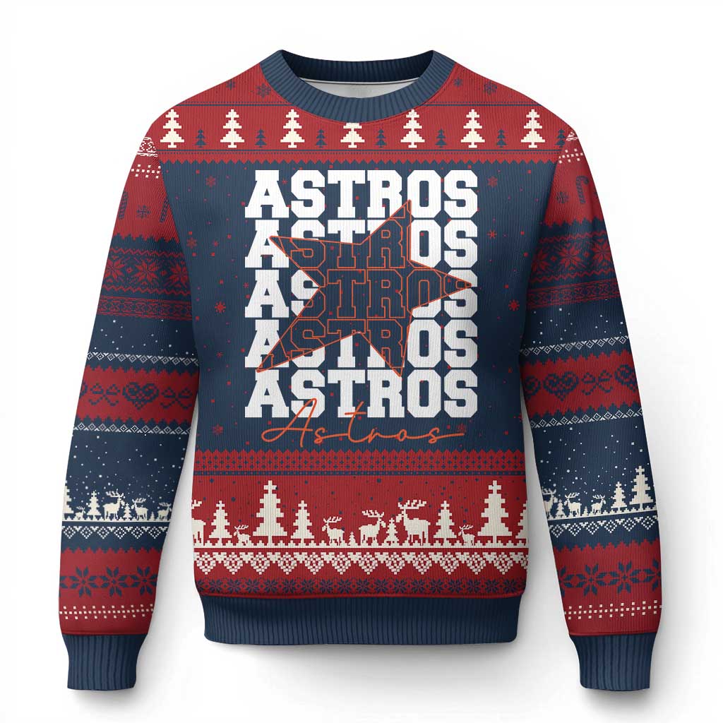 Vintage Astro Last Name Ugly Christmas Sweater Baseball Fan Graphic TS10 Navy Red Print Your Wear