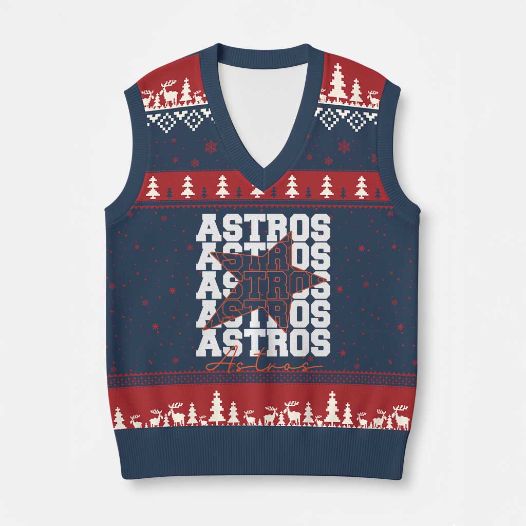 Vintage Astro Last Name V-Neck Knit Sweater Vest Baseball Fan Graphic TS10 Navy Red Print Your Wear