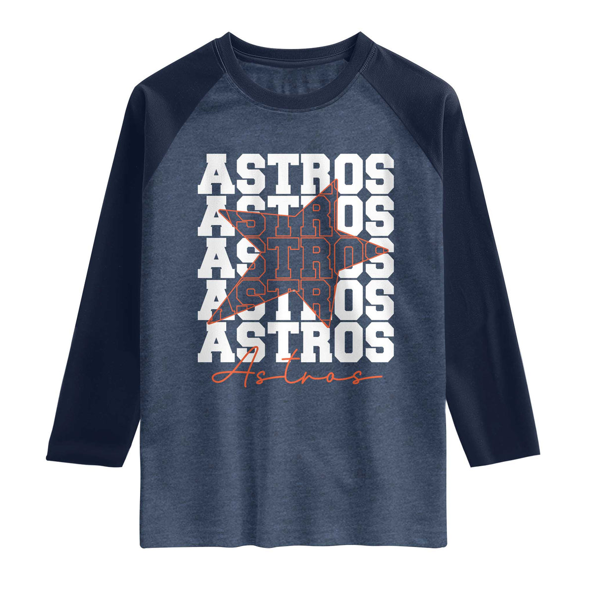 Vintage Astro Last Name Raglan Shirt Baseball Fan Graphic TS10 Heather Denim Navy Print Your Wear
