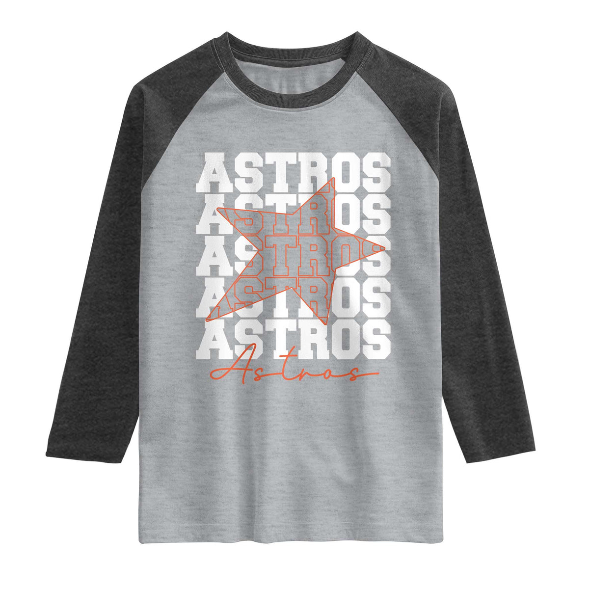 Vintage Astro Last Name Raglan Shirt Baseball Fan Graphic TS10 Heather Gray Heather Charcoal Print Your Wear