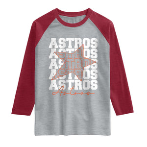 Vintage Astro Last Name Raglan Shirt Baseball Fan Graphic TS10 Heather Gray Heather Red Print Your Wear