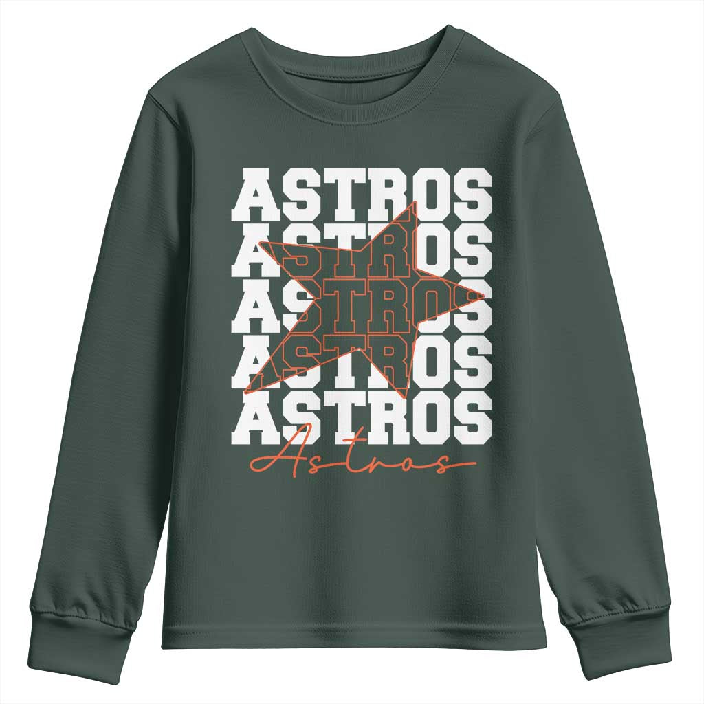 Vintage Astro Last Name Youth Sweatshirt Baseball Fan Graphic TS10 Dark Forest Green Print Your Wear