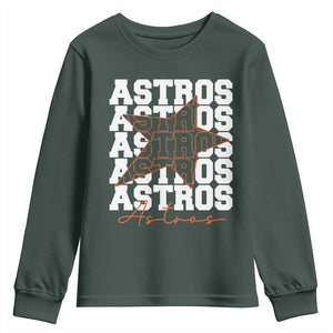 Vintage Astro Last Name Youth Sweatshirt Baseball Fan Graphic TS10 Dark Forest Green Print Your Wear