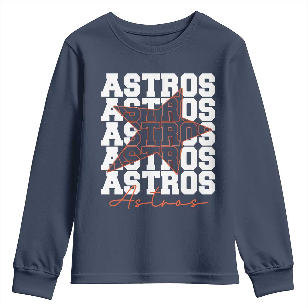Vintage Astro Last Name Youth Sweatshirt Baseball Fan Graphic TS10 Navy Print Your Wear