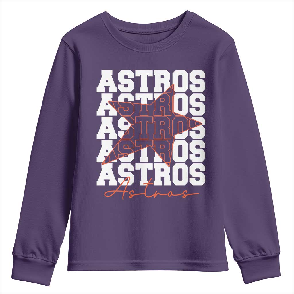 Vintage Astro Last Name Youth Sweatshirt Baseball Fan Graphic TS10 Purple Print Your Wear