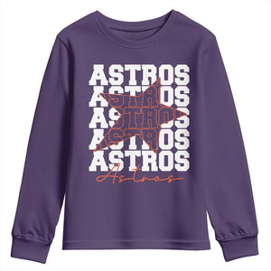 Vintage Astro Last Name Youth Sweatshirt Baseball Fan Graphic TS10 Purple Print Your Wear