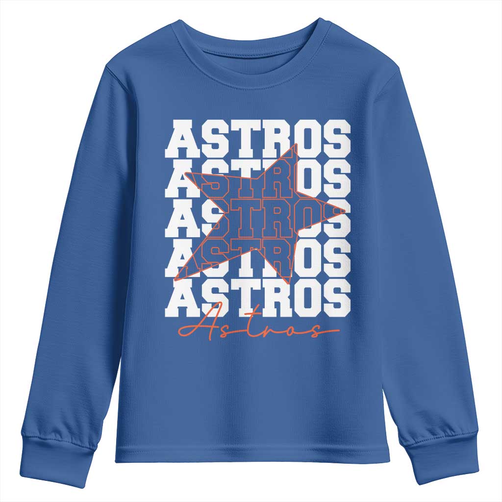 Vintage Astro Last Name Youth Sweatshirt Baseball Fan Graphic TS10 Royal Blue Print Your Wear