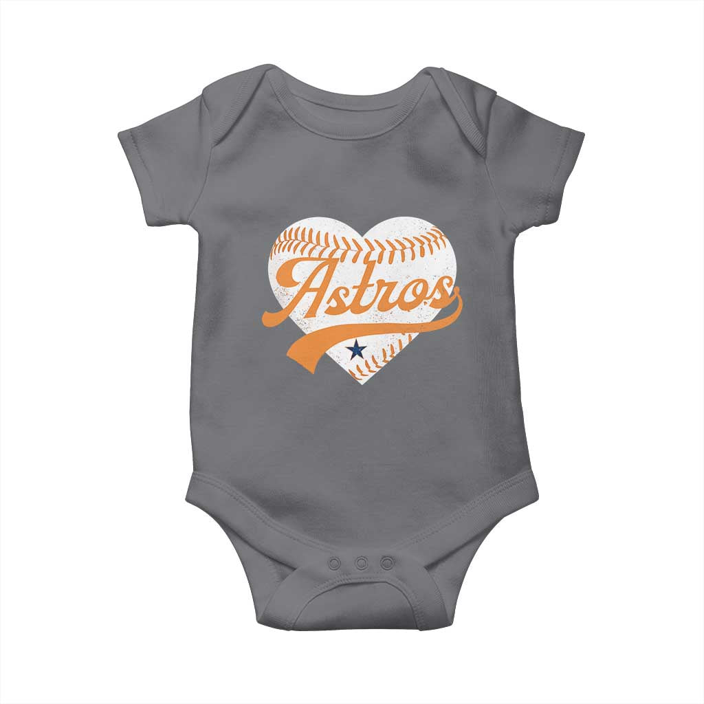 Retro Astro Script Name Baby Onesie Baseball Heart Vintage Sports Fans TS10 Charcoal Print Your Wear