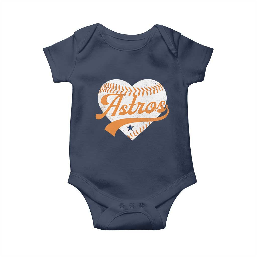 Retro Astro Script Name Baby Onesie Baseball Heart Vintage Sports Fans TS10 Navy Print Your Wear