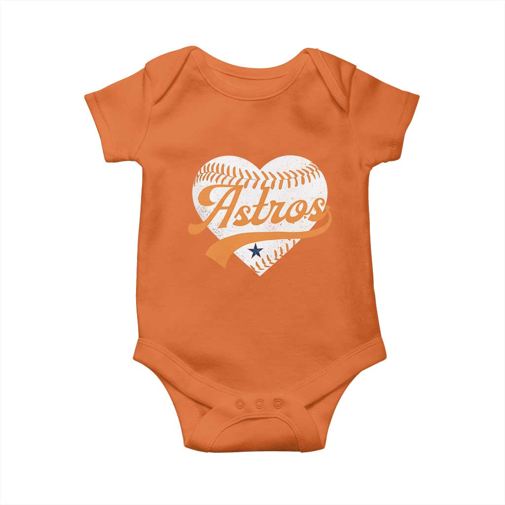 Retro Astro Script Name Baby Onesie Baseball Heart Vintage Sports Fans TS10 Orange Print Your Wear
