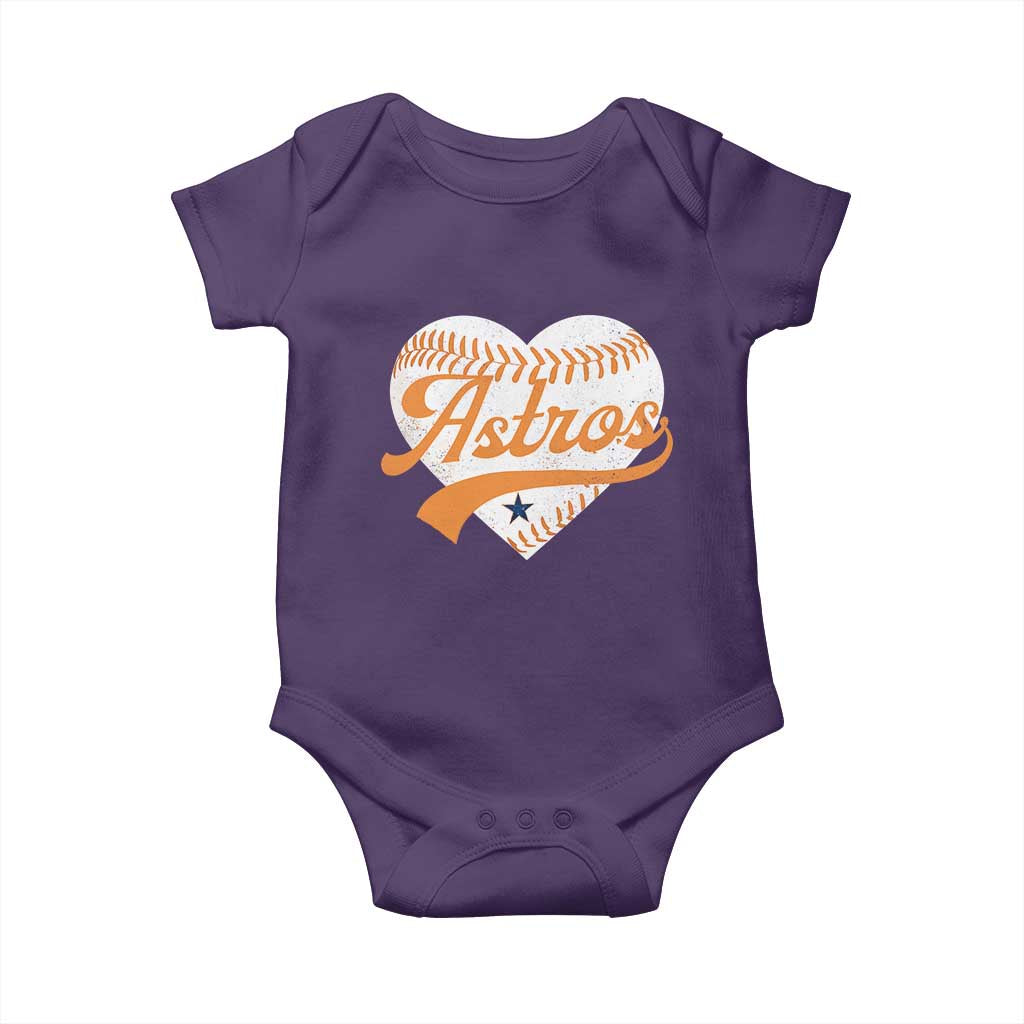 Retro Astro Script Name Baby Onesie Baseball Heart Vintage Sports Fans TS10 Purple Print Your Wear