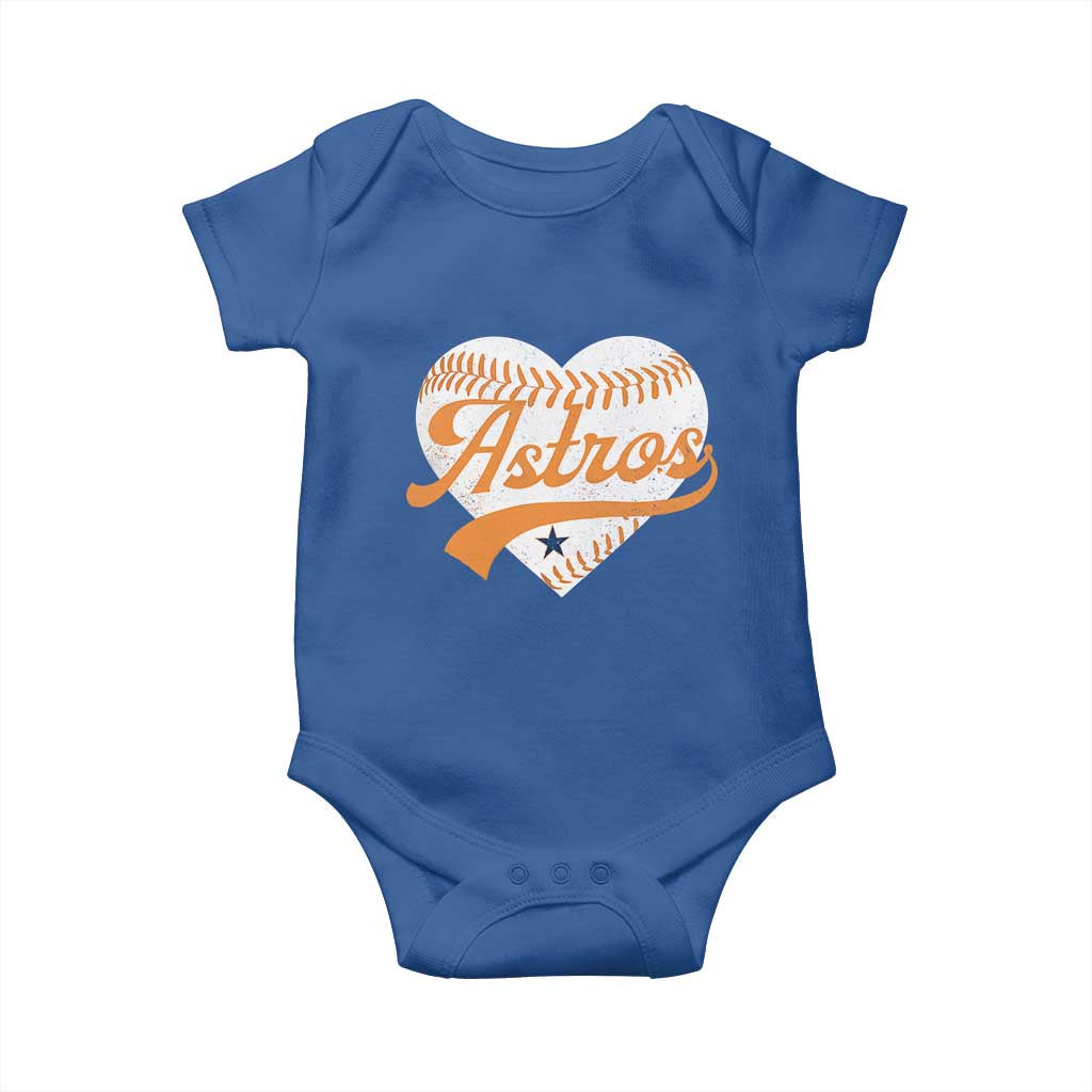 Retro Astro Script Name Baby Onesie Baseball Heart Vintage Sports Fans TS10 Royal Blue Print Your Wear