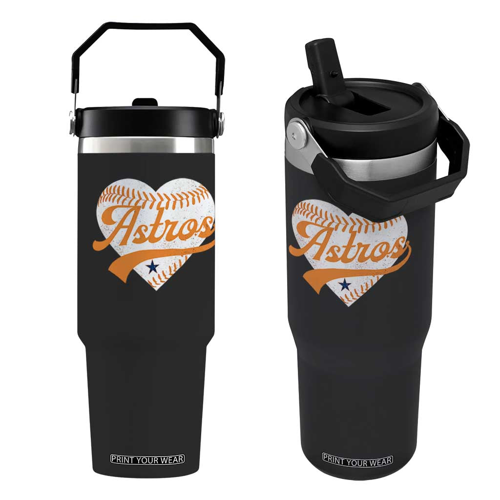 Retro Astro Script Name Flip Straw Tumbler Baseball Heart Vintage Sports Fans TS10 One Size: 30 oz Black Print Your Wear