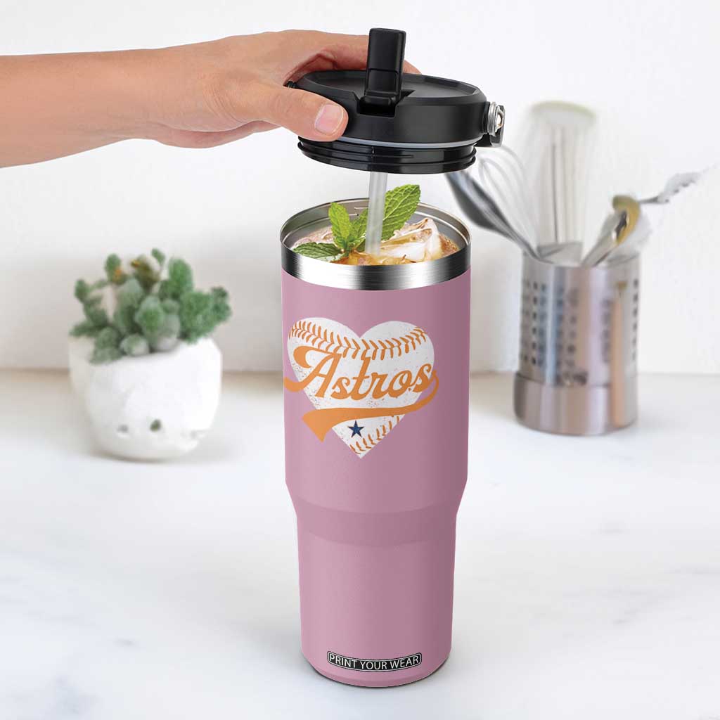 Retro Astro Script Name Flip Straw Tumbler Baseball Heart Vintage Sports Fans TS10 One Size: 30 oz Light Pink Print Your Wear