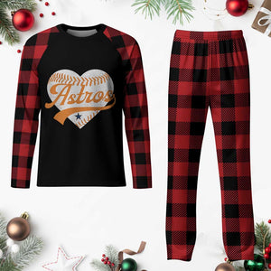 Retro Astro Script Name Plaid Pajama Set Baseball Heart Vintage Sports Fans TS10 Buffalo Plaid Print Your Wear