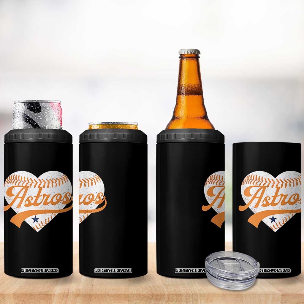 Retro Astro Script Name 4 in 1 Can Cooler Tumbler Baseball Heart Vintage Sports Fans TS10 Print Your Wear