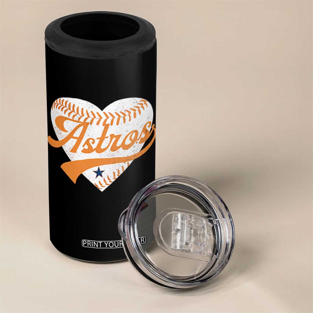 Retro Astro Script Name 4 in 1 Can Cooler Tumbler Baseball Heart Vintage Sports Fans TS10 Print Your Wear