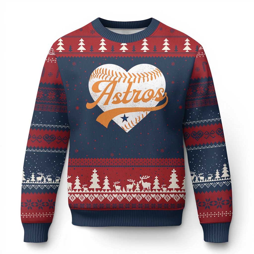 Retro Astro Script Name Ugly Christmas Sweater Baseball Heart Vintage Sports Fans TS10 Navy Red Print Your Wear