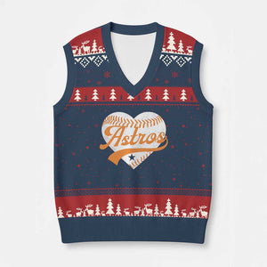Retro Astro Script Name V-Neck Knit Sweater Vest Baseball Heart Vintage Sports Fans TS10 Navy Red Print Your Wear