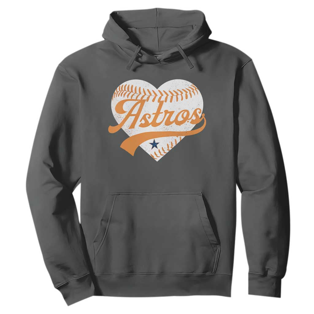 Retro Astro Script Name Hoodie Baseball Heart Vintage Sports Fans TS10 Dark Heather Print Your Wear