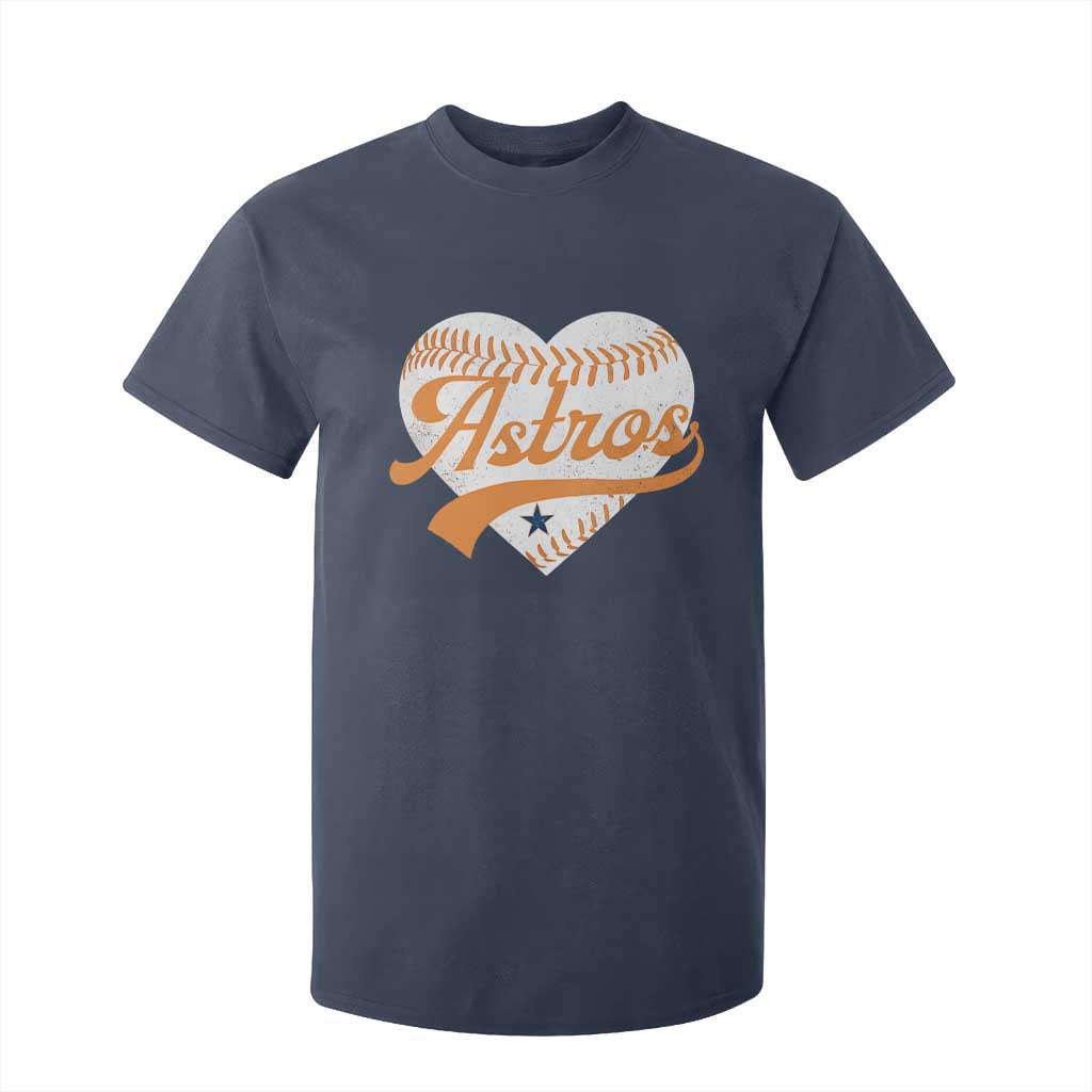 Retro Astro Script Name T Shirt For Kid Baseball Heart Vintage Sports Fans TS10 Navy Print Your Wear