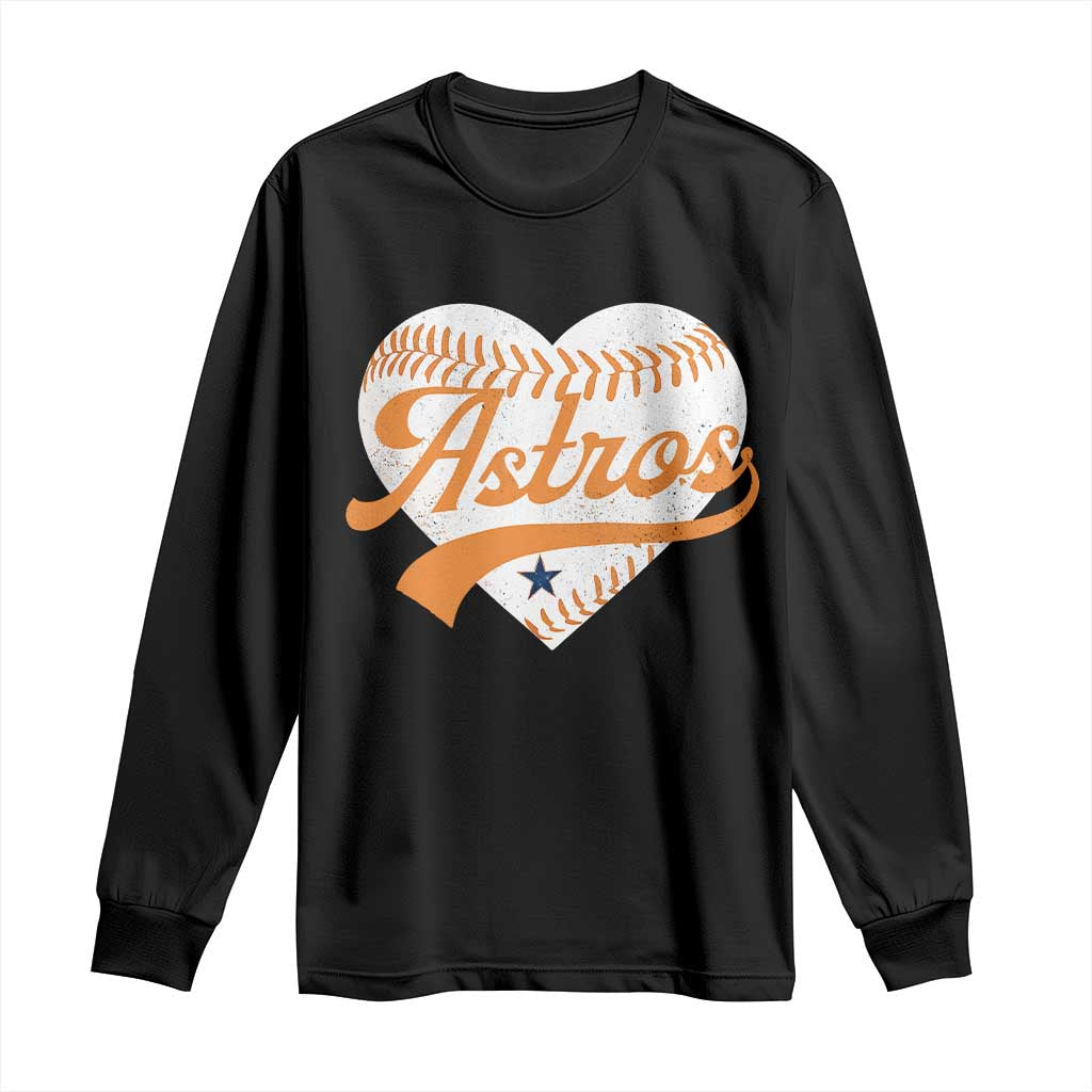 Retro Astro Script Name Long Sleeve Shirt Baseball Heart Vintage Sports Fans TS10 Black Print Your Wear