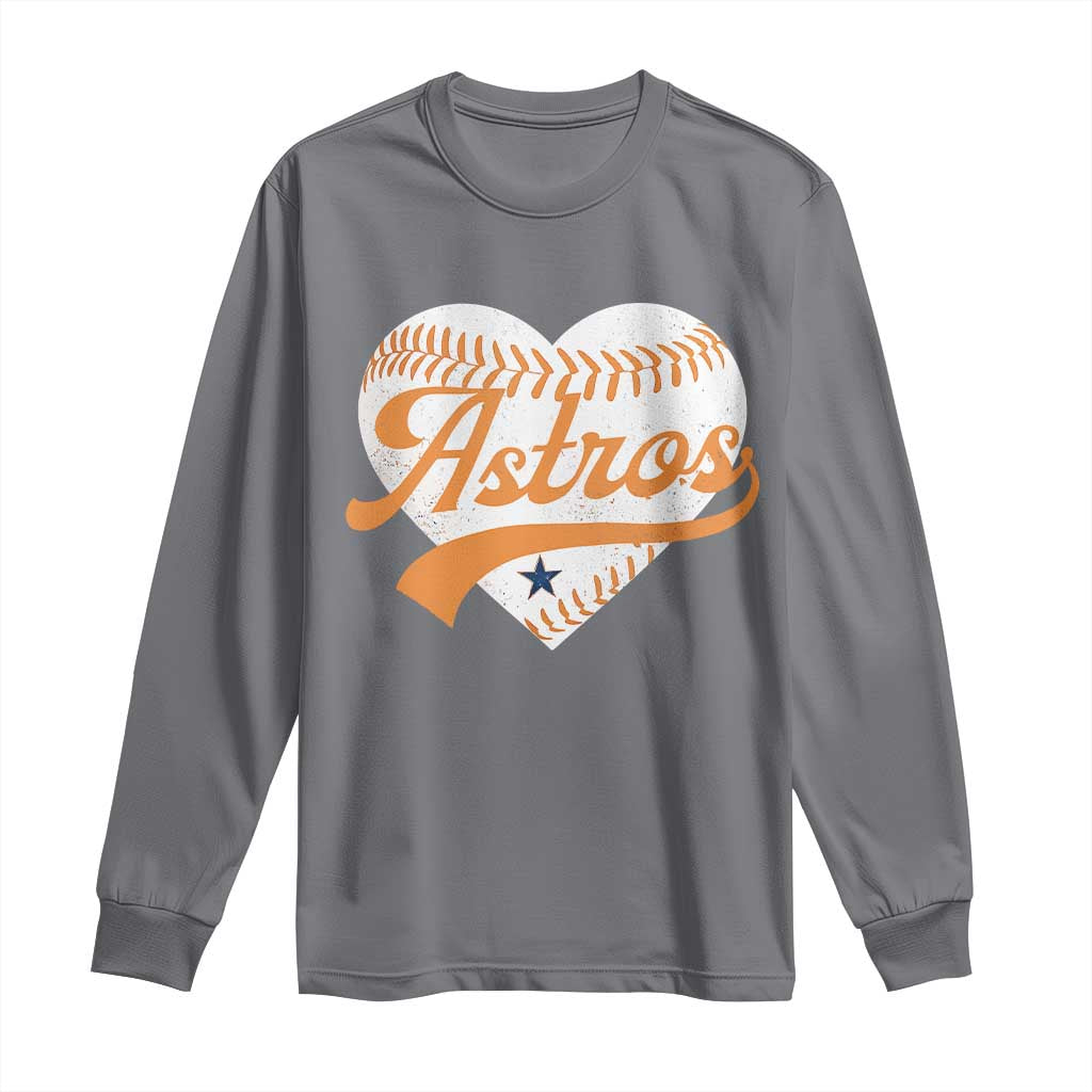 Retro Astro Script Name Long Sleeve Shirt Baseball Heart Vintage Sports Fans TS10 Charcoal Print Your Wear
