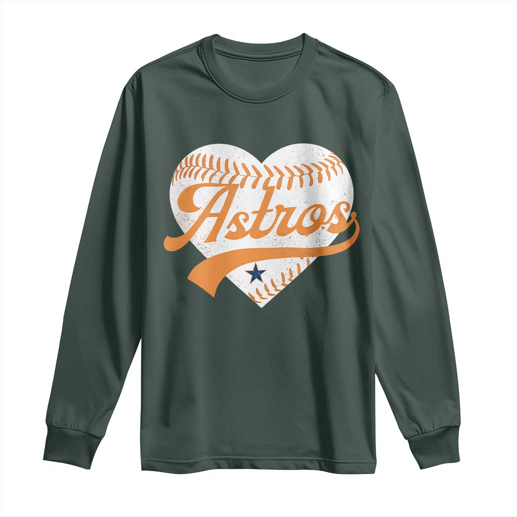 Retro Astro Script Name Long Sleeve Shirt Baseball Heart Vintage Sports Fans TS10 Dark Forest Green Print Your Wear