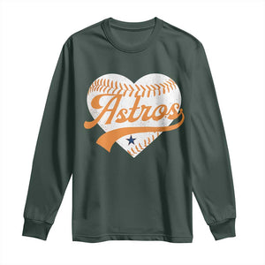 Retro Astro Script Name Long Sleeve Shirt Baseball Heart Vintage Sports Fans TS10 Dark Forest Green Print Your Wear