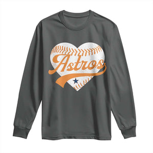 Retro Astro Script Name Long Sleeve Shirt Baseball Heart Vintage Sports Fans TS10 Dark Heather Print Your Wear