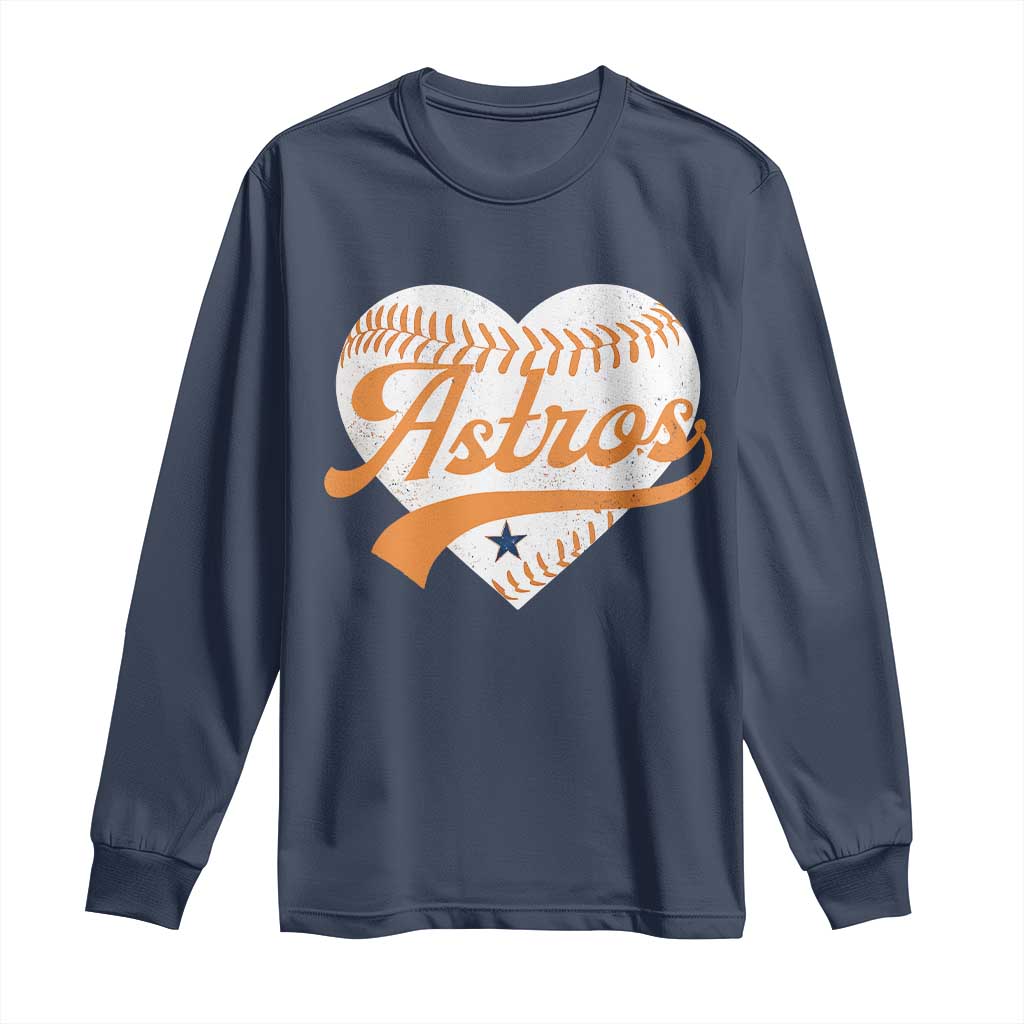Retro Astro Script Name Long Sleeve Shirt Baseball Heart Vintage Sports Fans TS10 Navy Print Your Wear