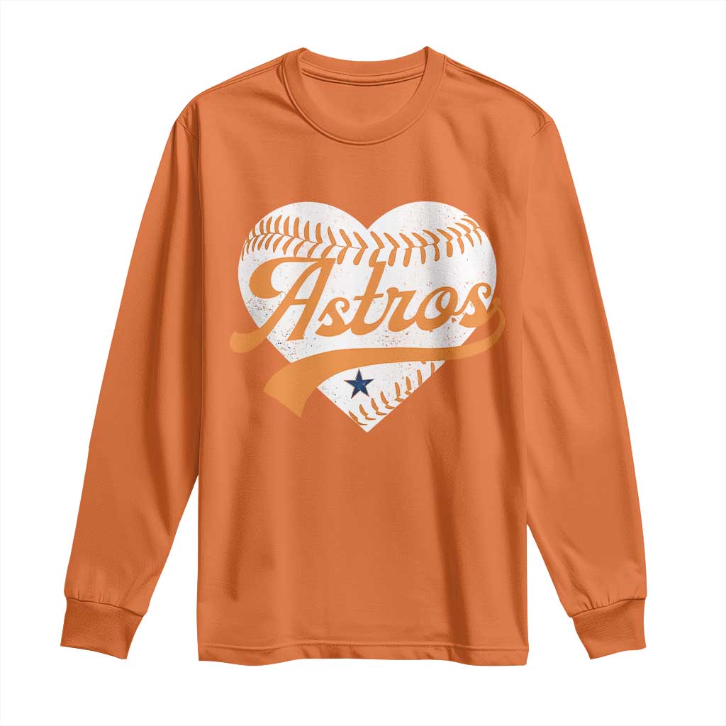 Retro Astro Script Name Long Sleeve Shirt Baseball Heart Vintage Sports Fans TS10 Orange Print Your Wear