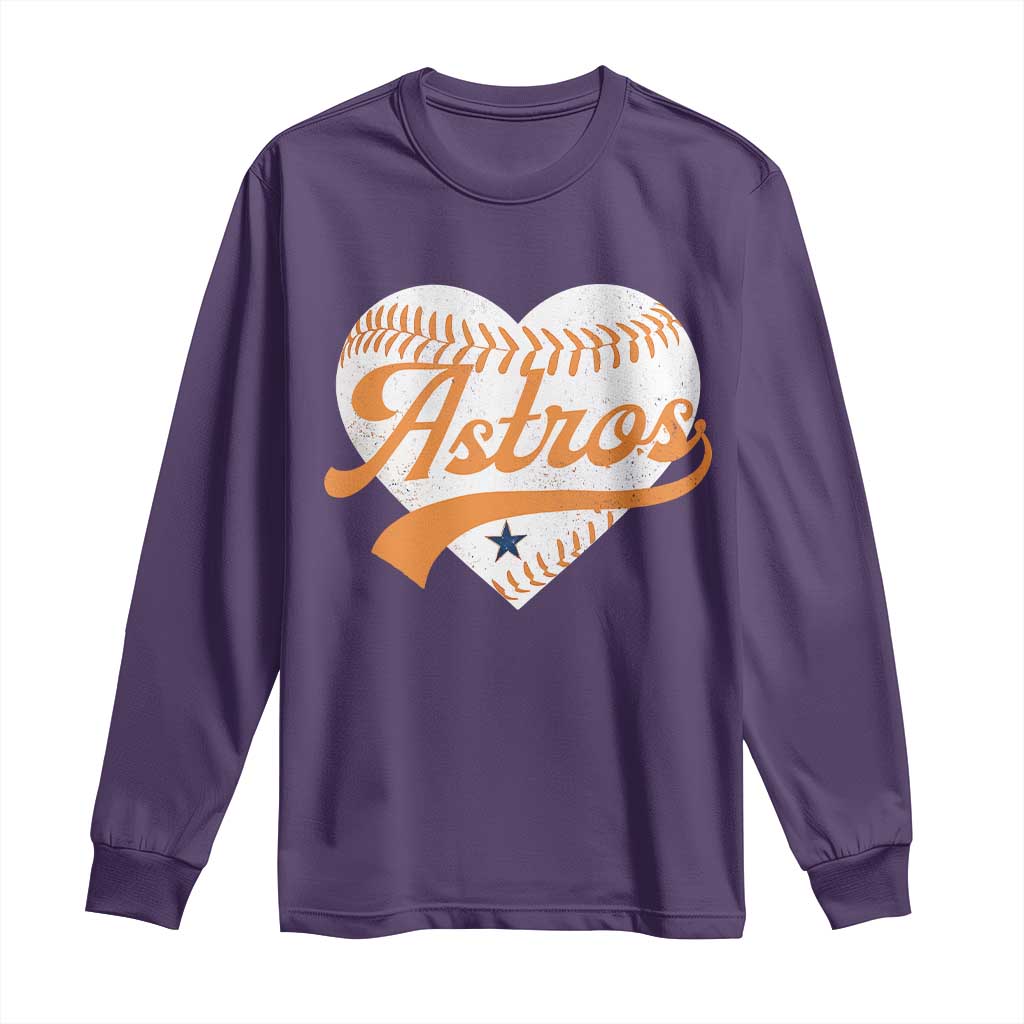 Retro Astro Script Name Long Sleeve Shirt Baseball Heart Vintage Sports Fans TS10 Purple Print Your Wear