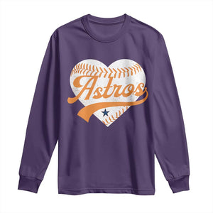 Retro Astro Script Name Long Sleeve Shirt Baseball Heart Vintage Sports Fans TS10 Purple Print Your Wear